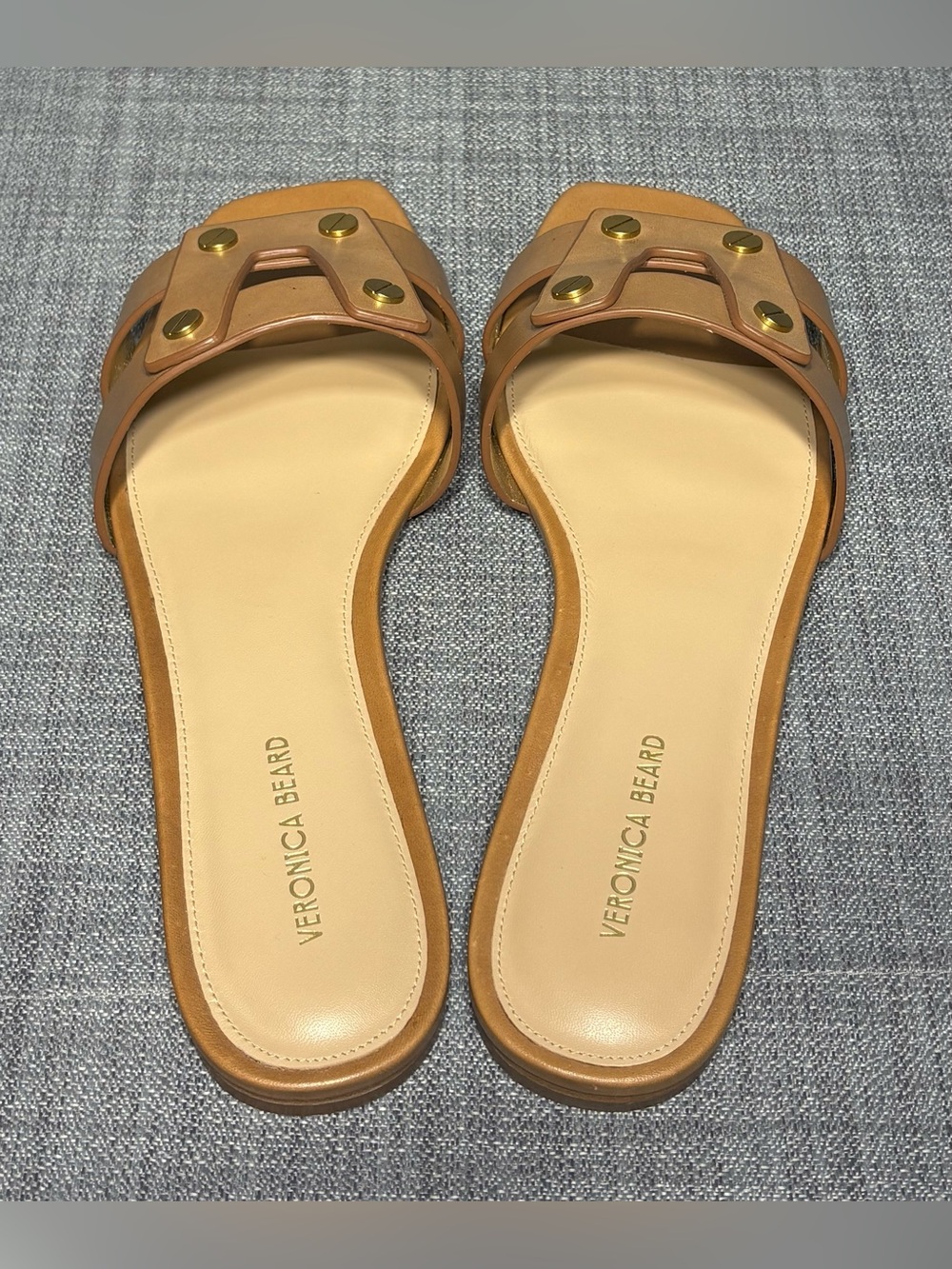 Veronica Beard Via Slide Sandals Honey Leather Size 8M - Picture 5 of 7